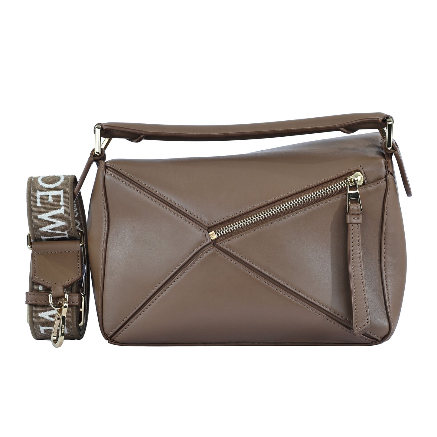 Loewe Satin calfskin small puzzle bag in taupe
