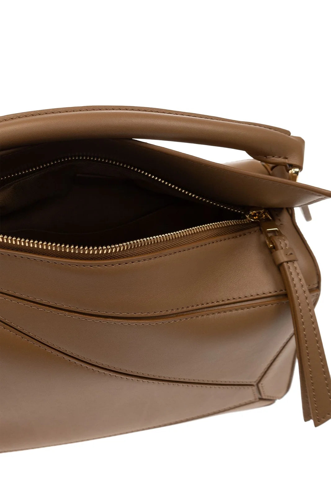 Loewe Satin calfskin small puzzle bag in tan