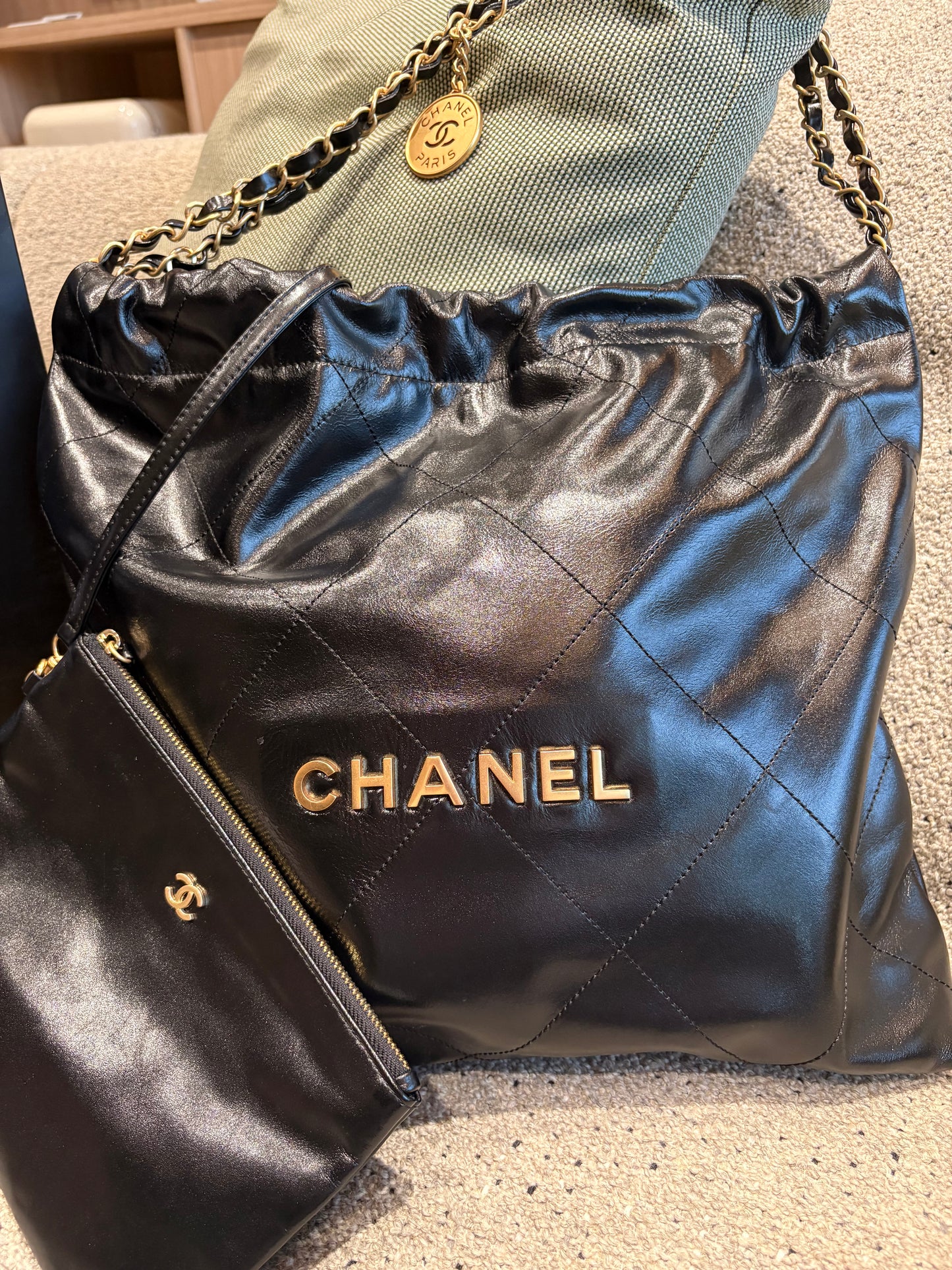 Chanel 22 large size hobo bag