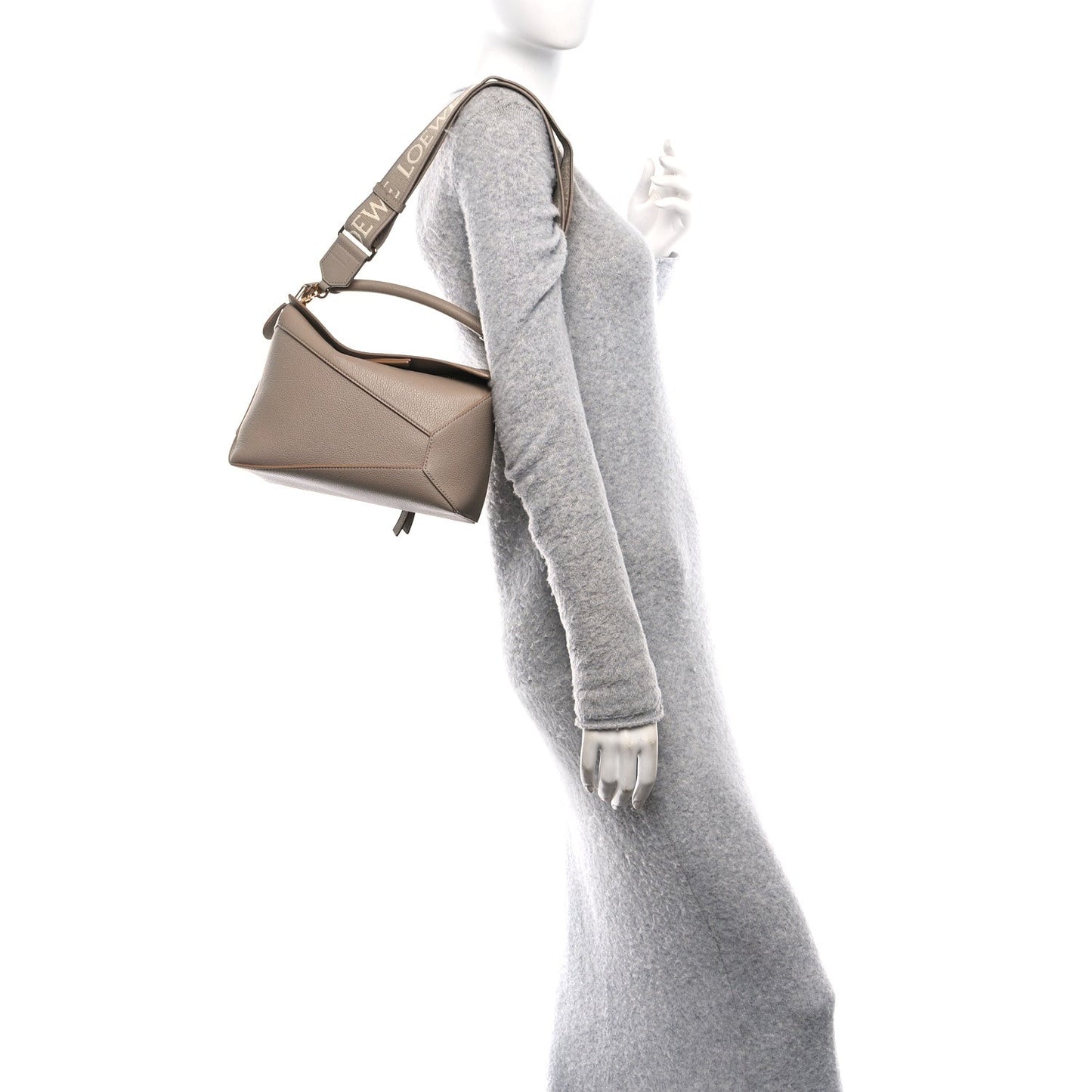 Loewe Satin calfskin small puzzle bag in sand