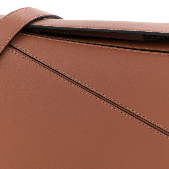 Grained Calfskin Small Puzzle Bag Tan