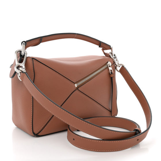 Grained Calfskin Small Puzzle Bag Tan