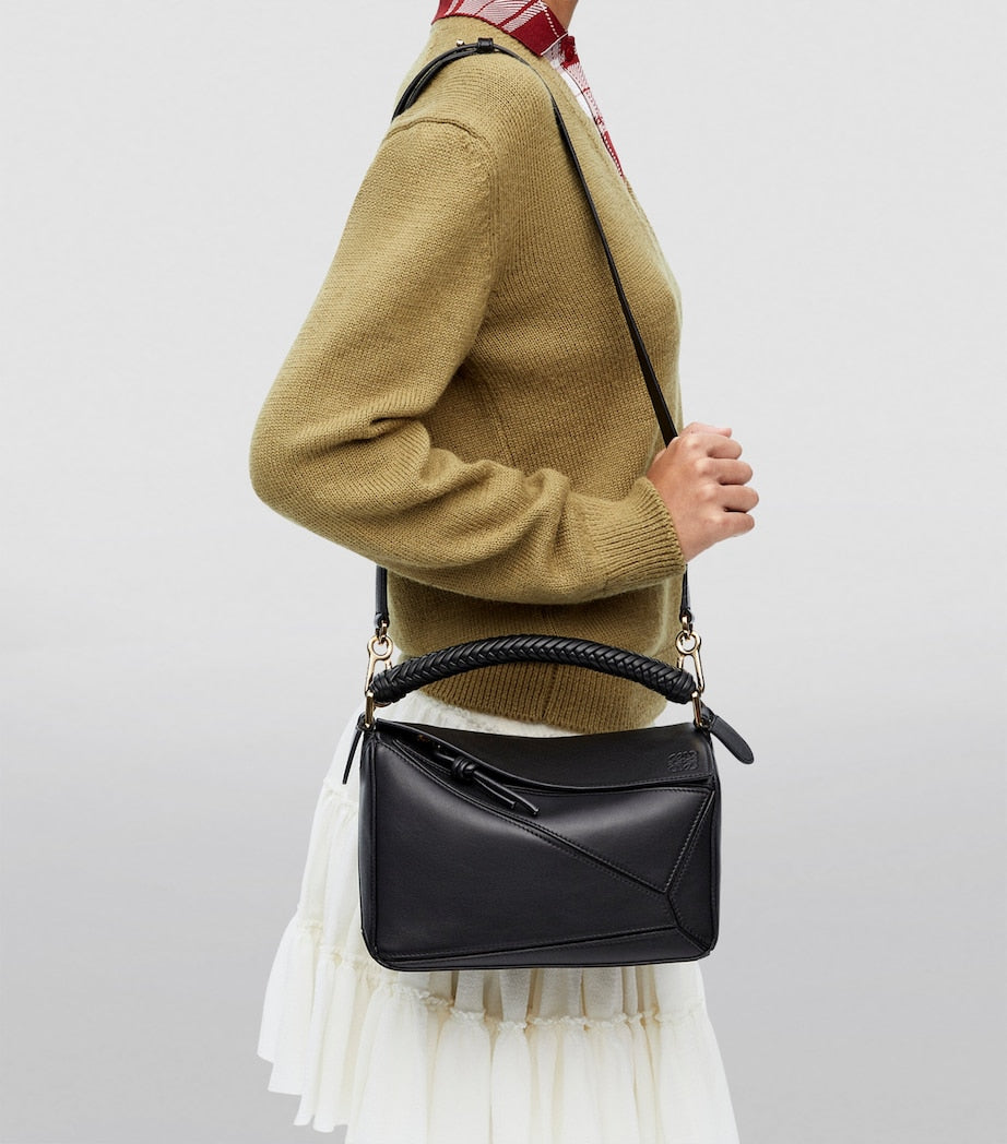 Loewe Black Small Leather Puzzle Top-Handle Bag