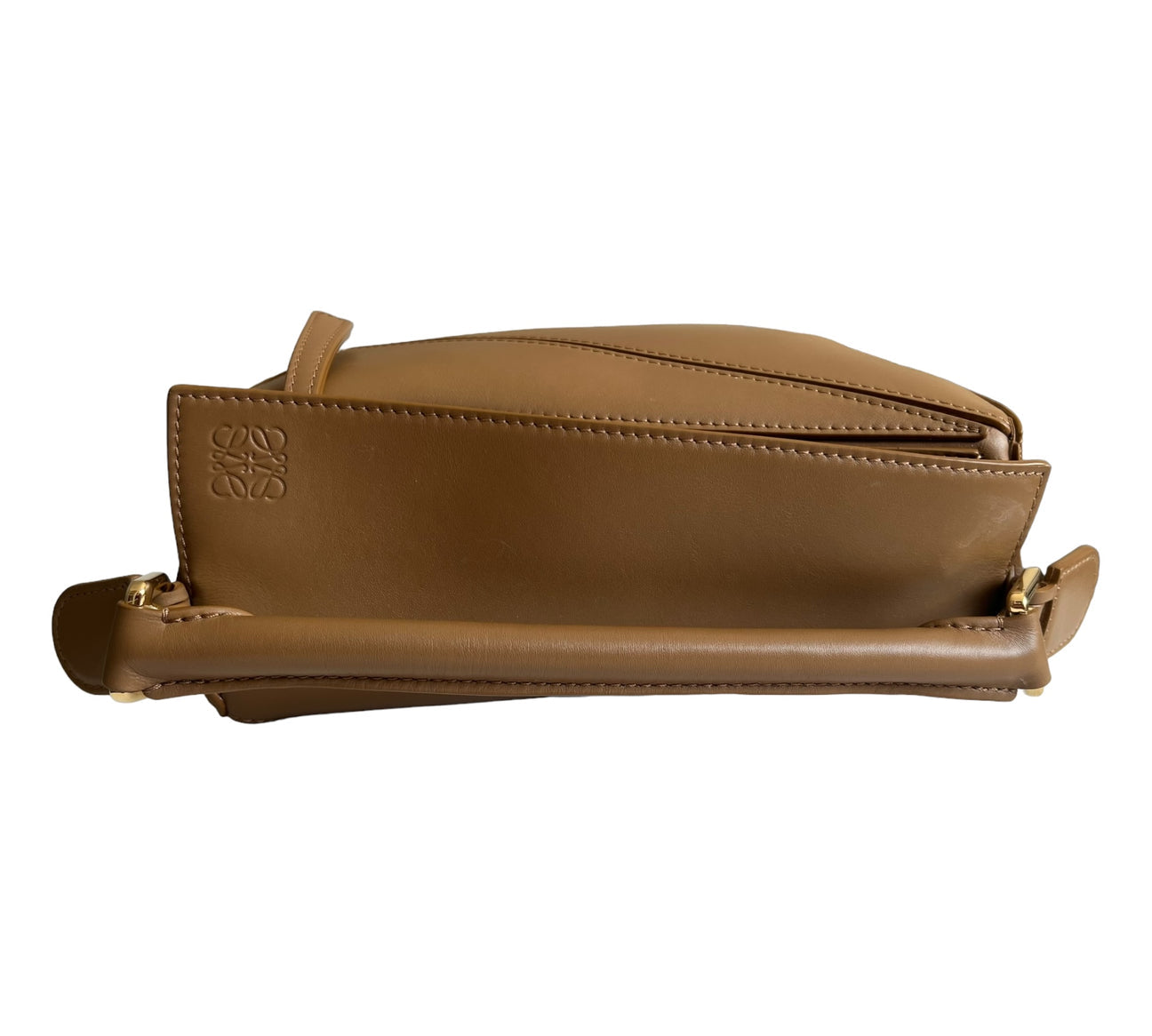 Loewe Satin calfskin small puzzle bag in tan