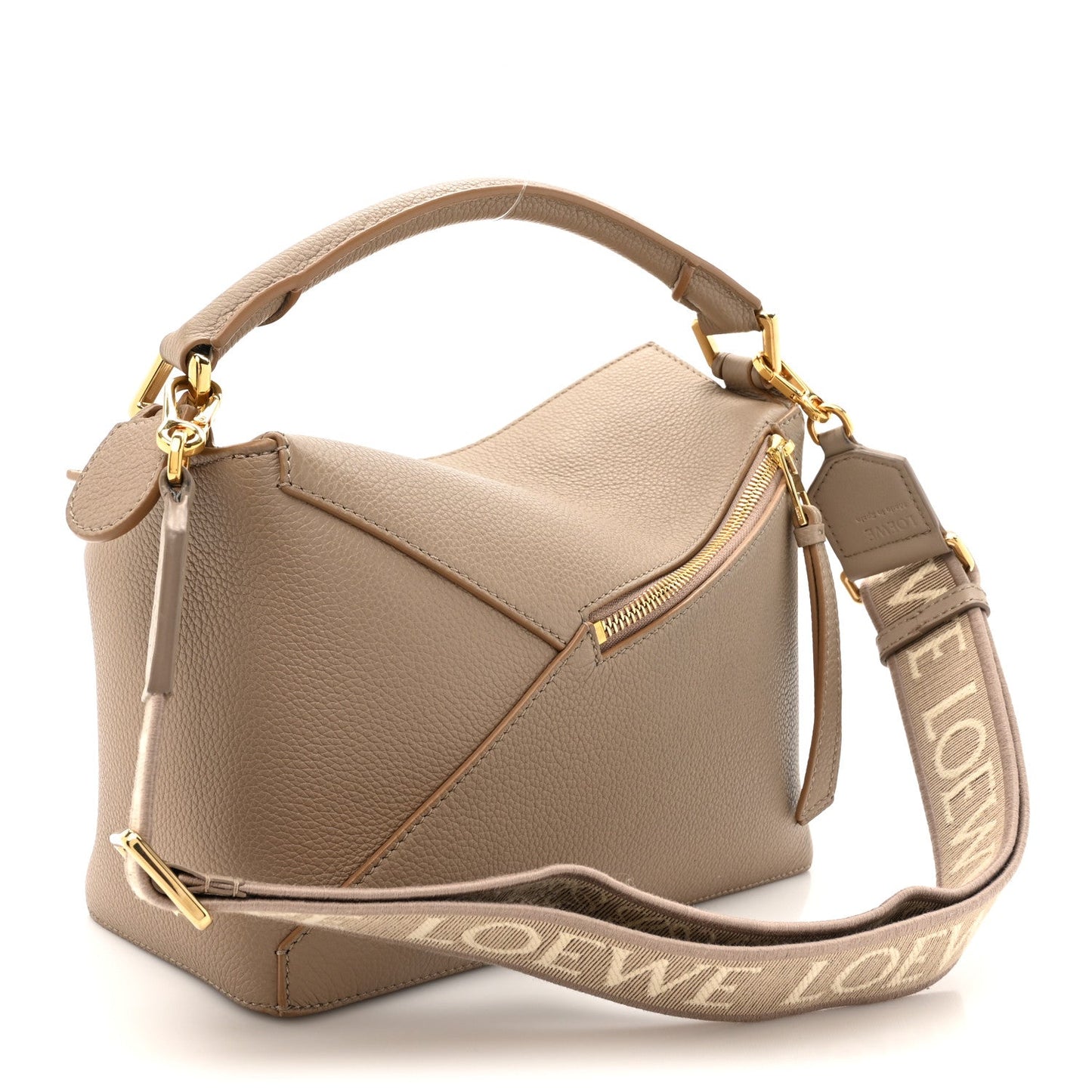 Loewe Satin calfskin small puzzle bag in sand