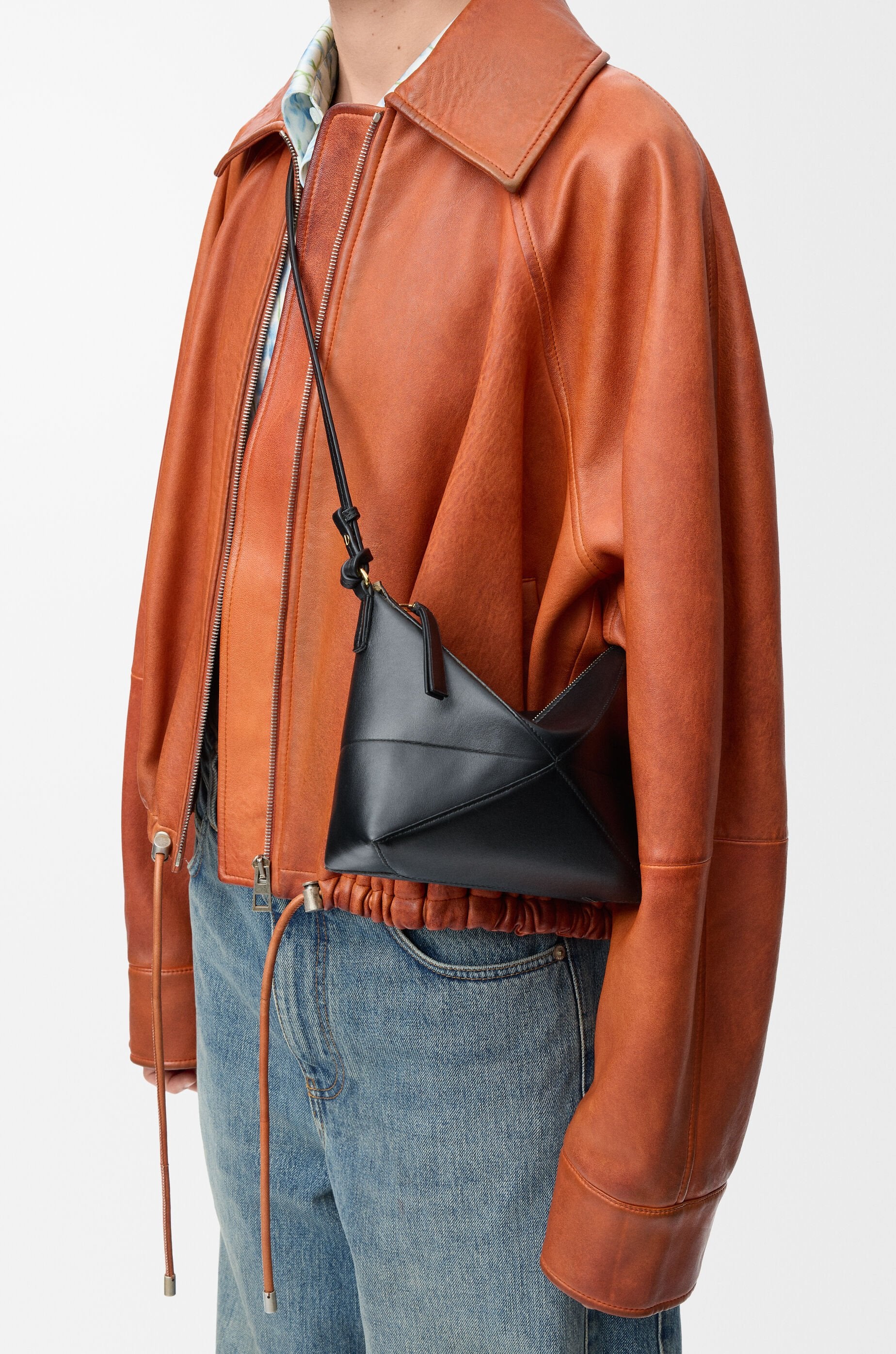 Puzzle Fold pouchin shiny nappa calfskin