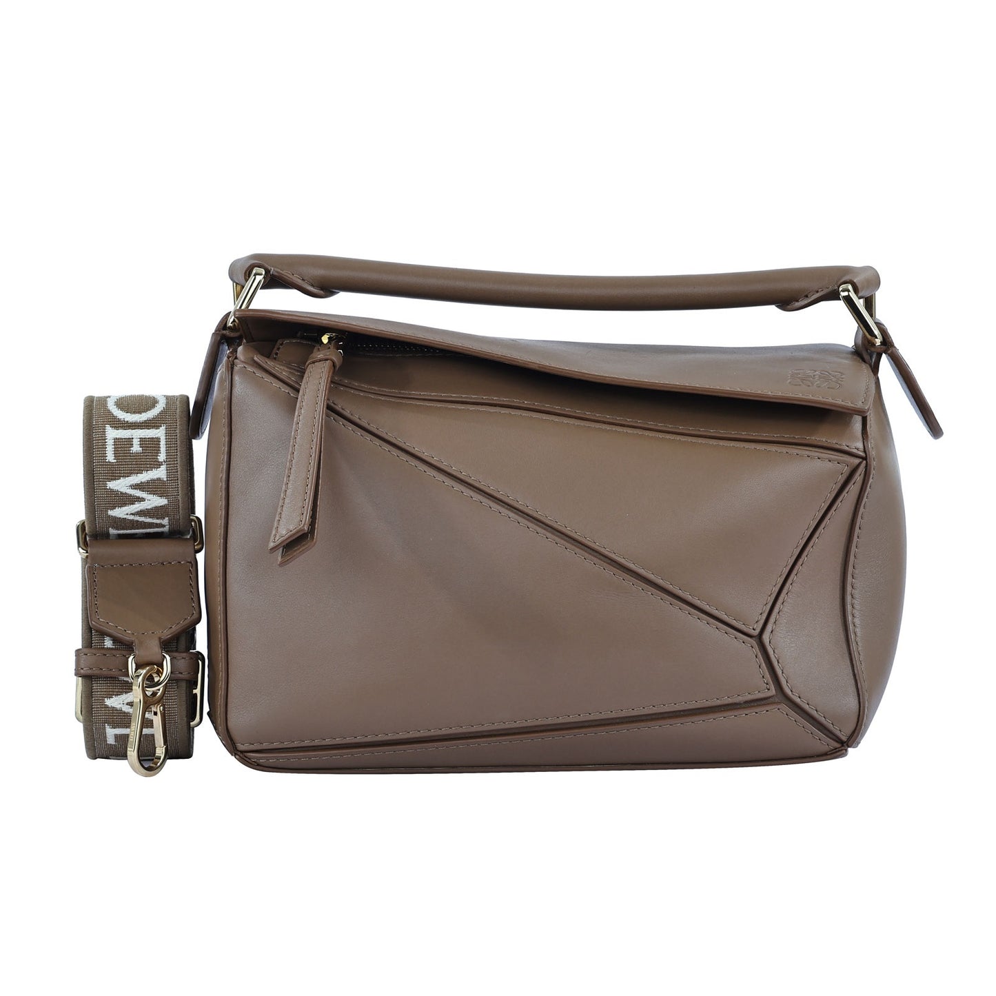 Loewe Satin calfskin small puzzle bag in taupe