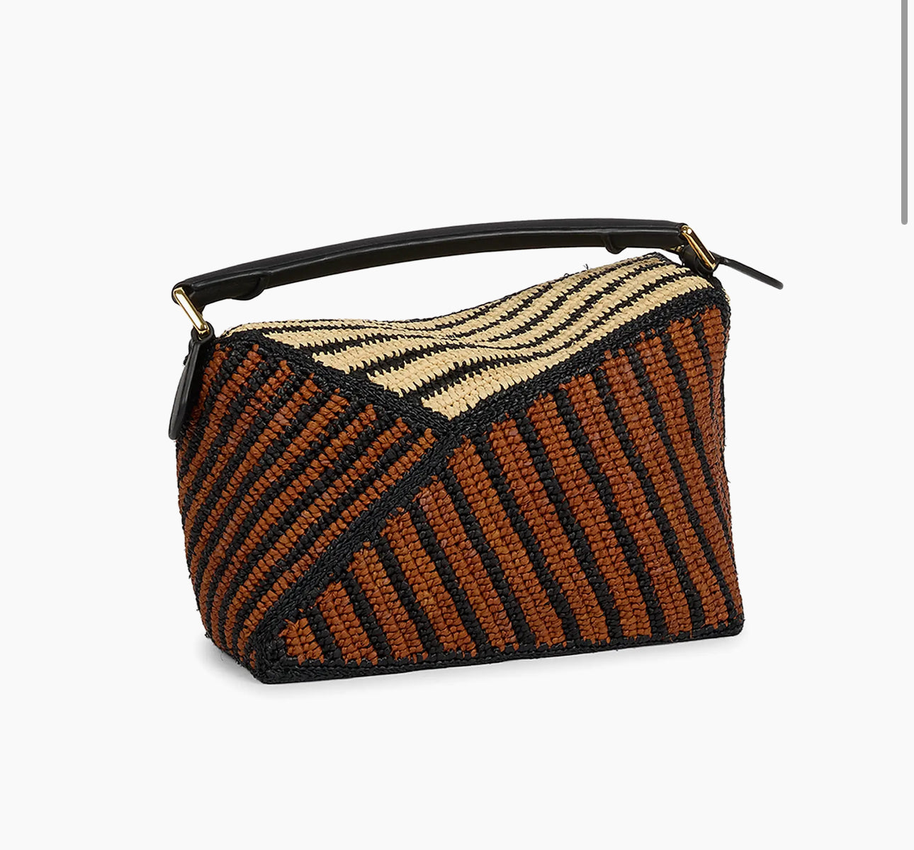 LOEWE x Paula's Ibiza Puzzle Edge Small Striped Raffia Bag