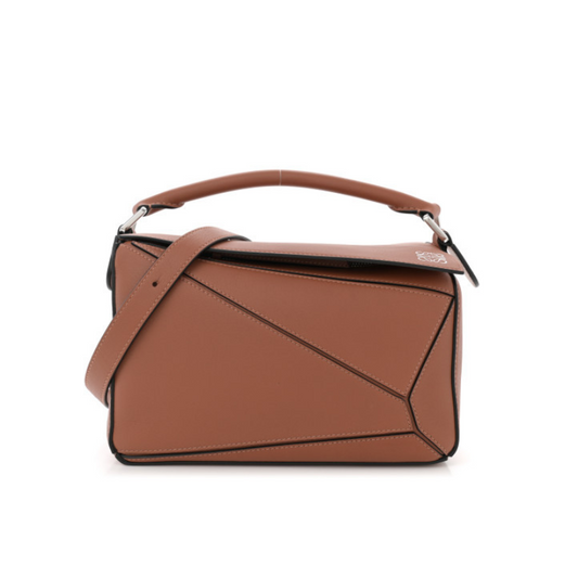 Grained Calfskin Small Puzzle Bag Tan