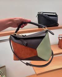 Loewe Puzzle Bag suede tricolor -vegan leather