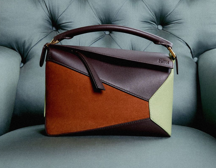 Loewe Puzzle Bag suede tricolor -vegan leather