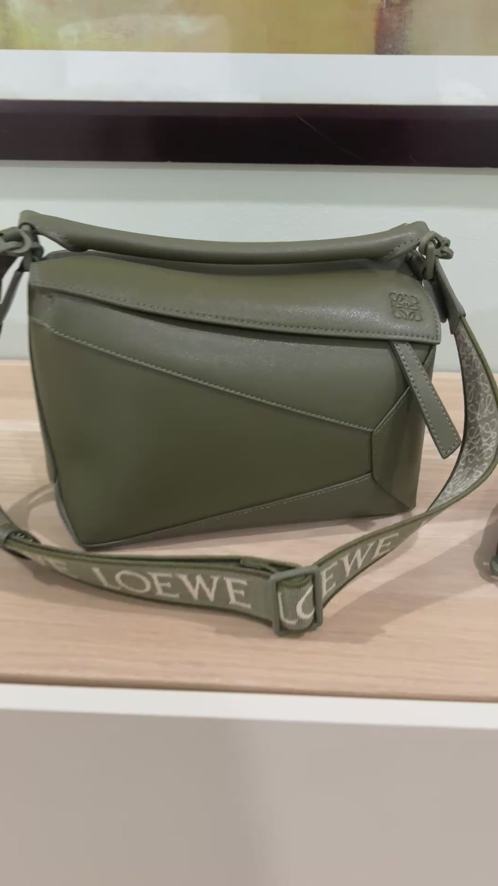 Loewe Puzzlo edge monochrome in satin leather calfskin